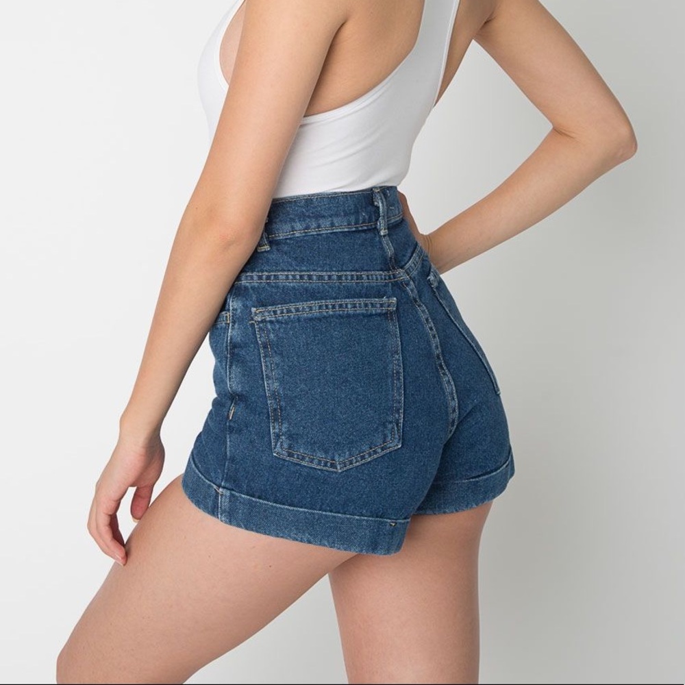 Denim High-Waist Cuff Shorts